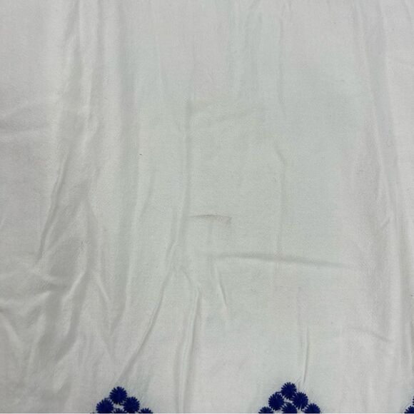 Devlin Boho Embroidered Long Sleeve V-Neck Women Top Medium White/Blue - Picture 6 of 6